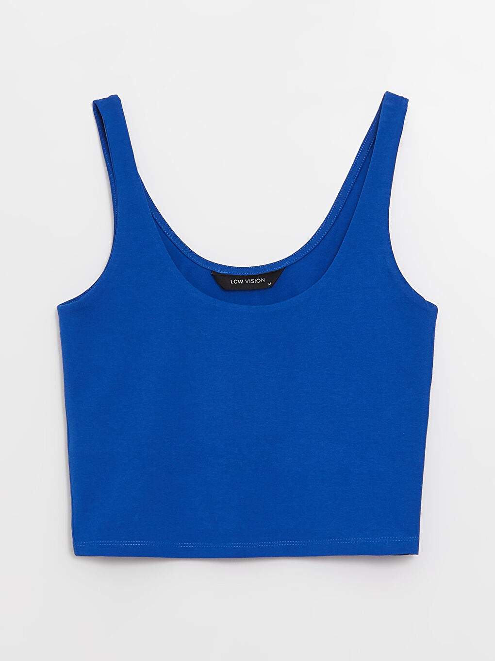 Mavi Kadın U Yaka Askılı Düz Crop-5