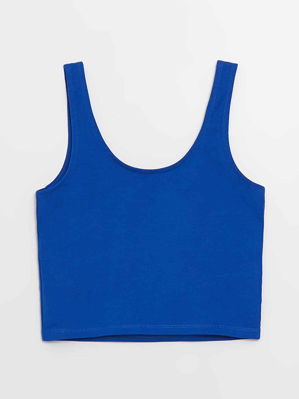 Mavi Kadın U Yaka Askılı Düz Crop-6