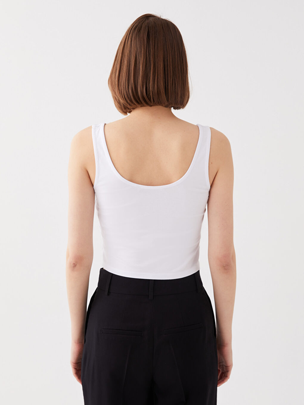 Women's U-Neck Strap Straight Crop-4