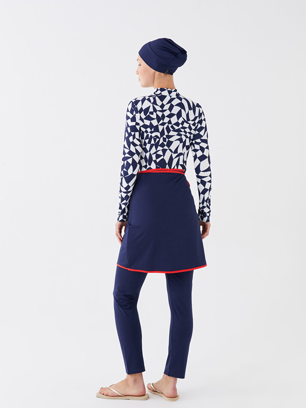 LCW Modest College Collar Patterned Long Sleeve Women Hijab Swimsuit Set -S3GC29Z8-LQQ