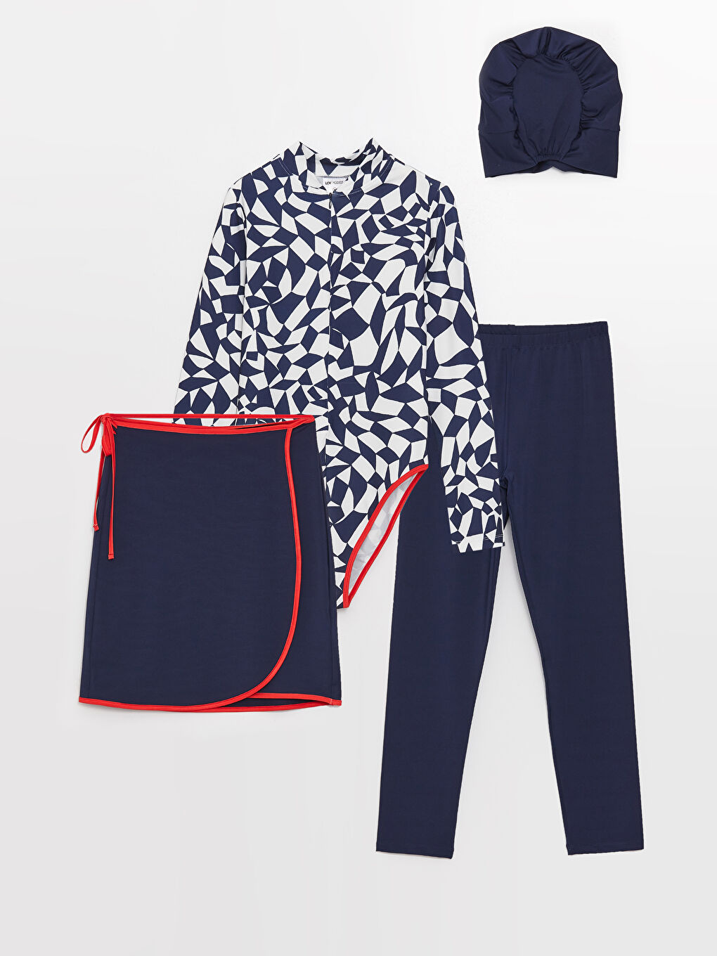 LCW Modest College Collar Patterned Long Sleeve Women Hijab Swimsuit Set -S3GC29Z8-LQQ