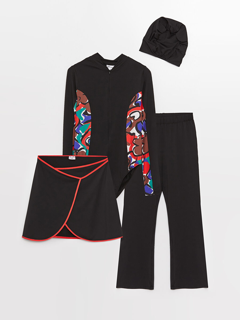 College Collar Patterned Long Sleeve Women Hijab Swimsuit Set -S3GC44Z8-LQJ
