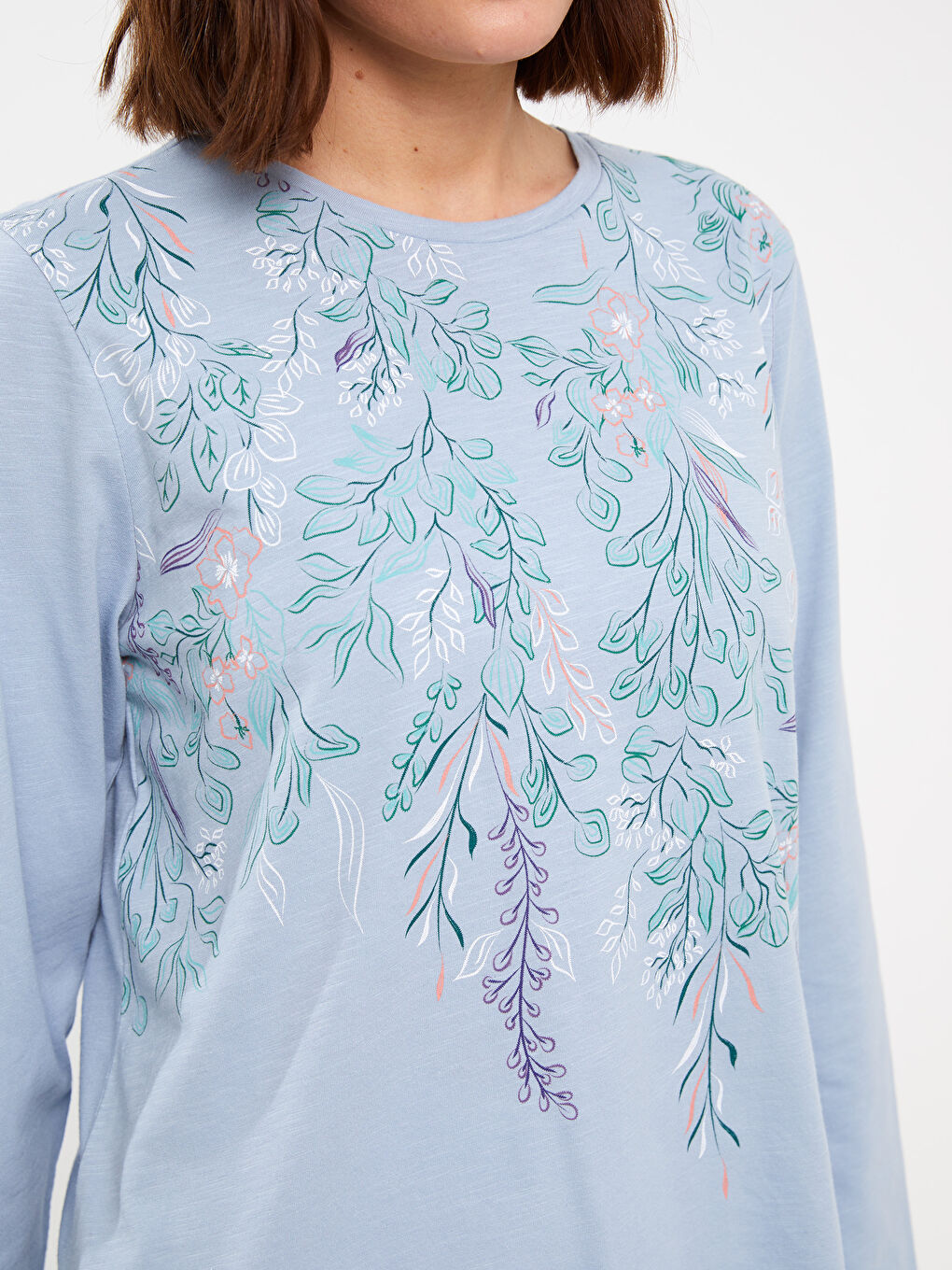 T-shirt à manches longues imprimé à col rond pour Femmes-3