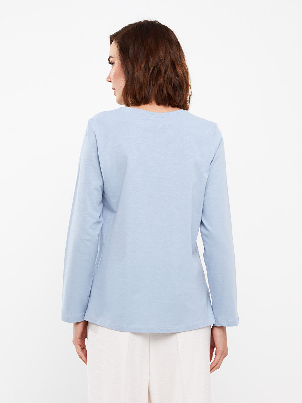 T-shirt à manches longues imprimé à col rond pour Femmes-4