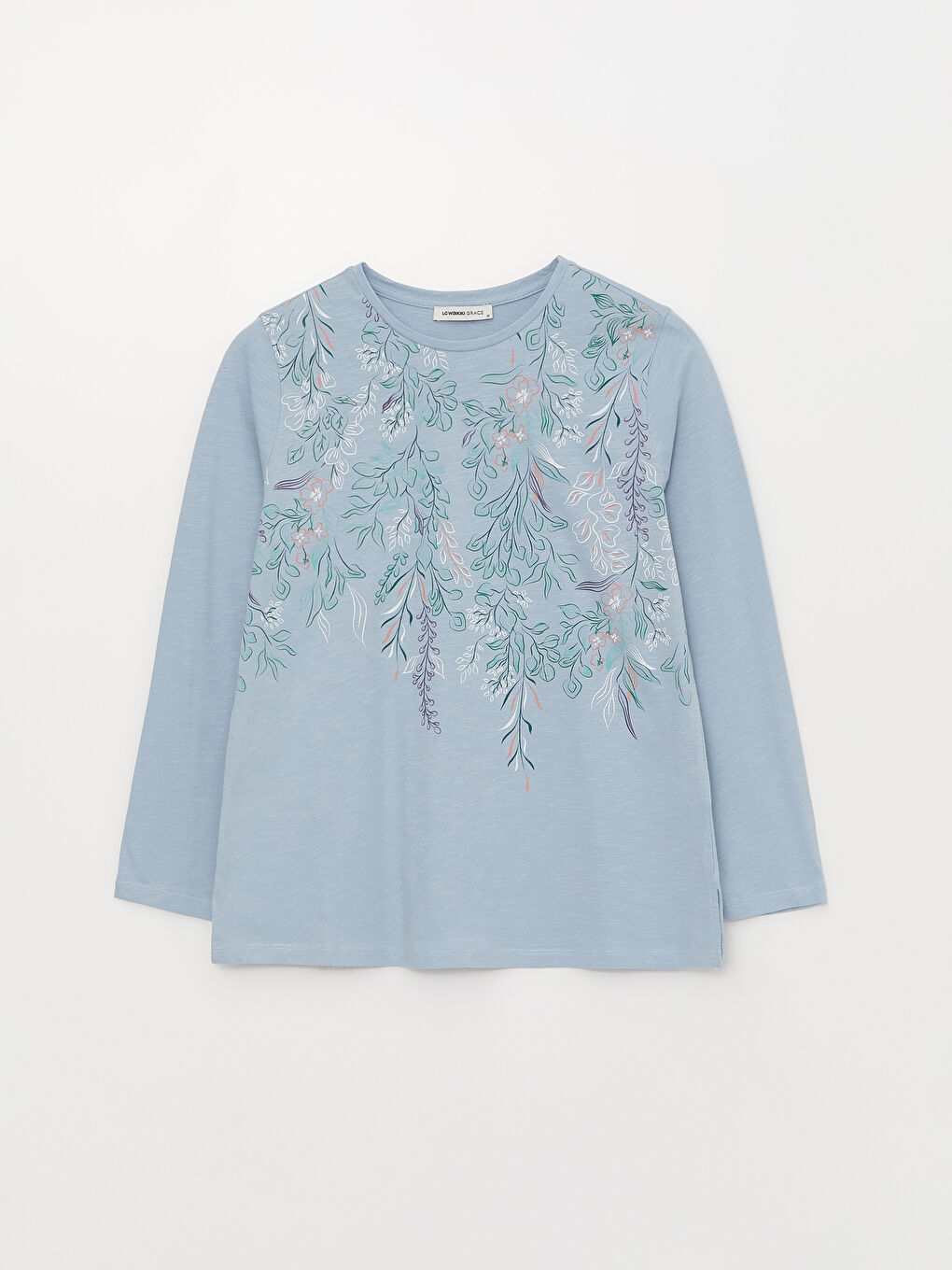 T-shirt à manches longues imprimé à col rond pour Femmes-5