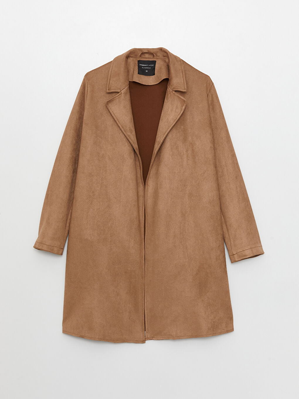 Женский Тренч с прямым воротником и длинными рукавами-5