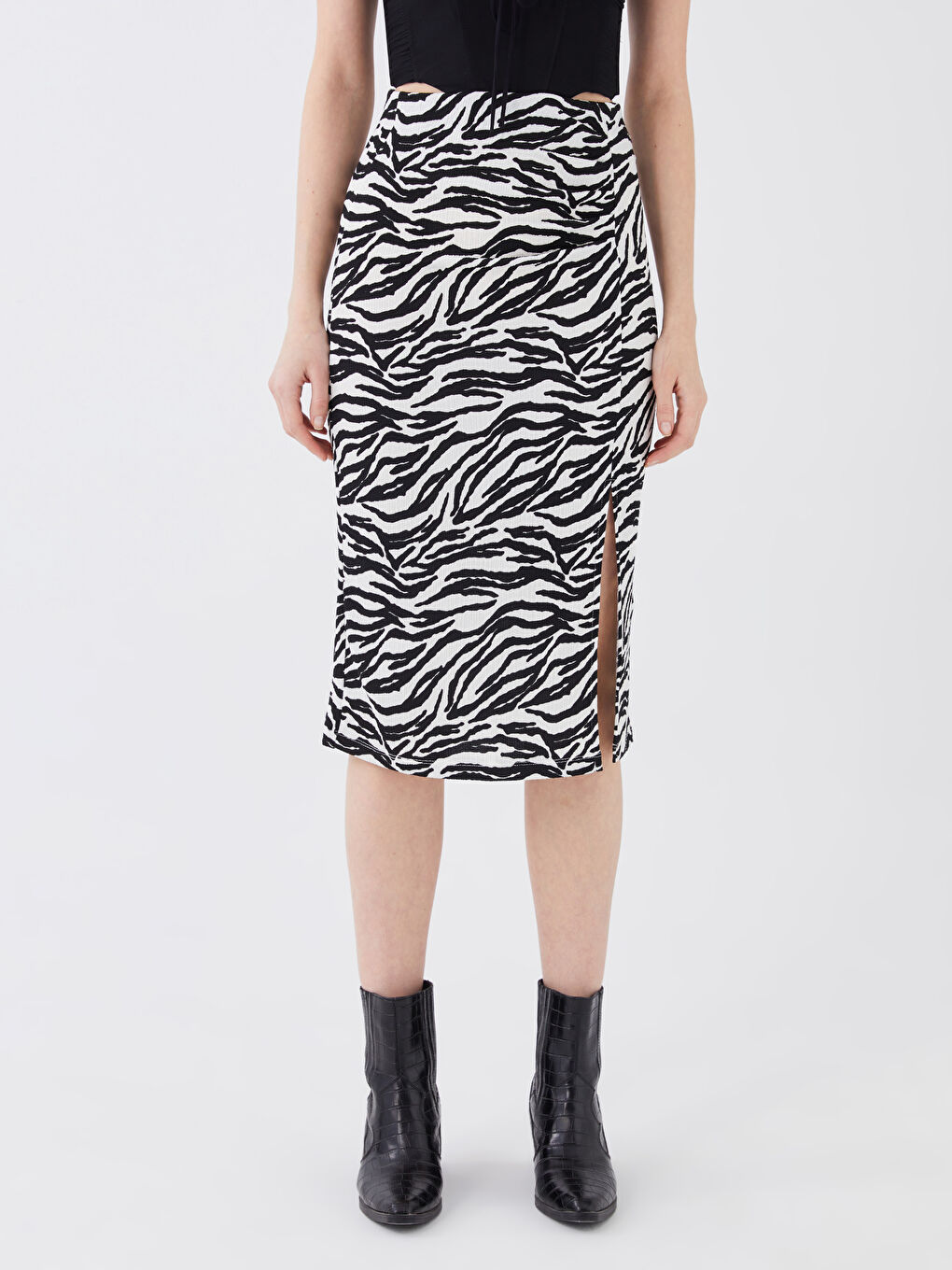Elasticated Waist Patterned Women's Pencil Skirt-3