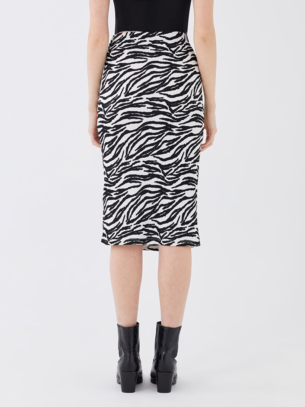 Elasticated Waist Patterned Women's Pencil Skirt-4