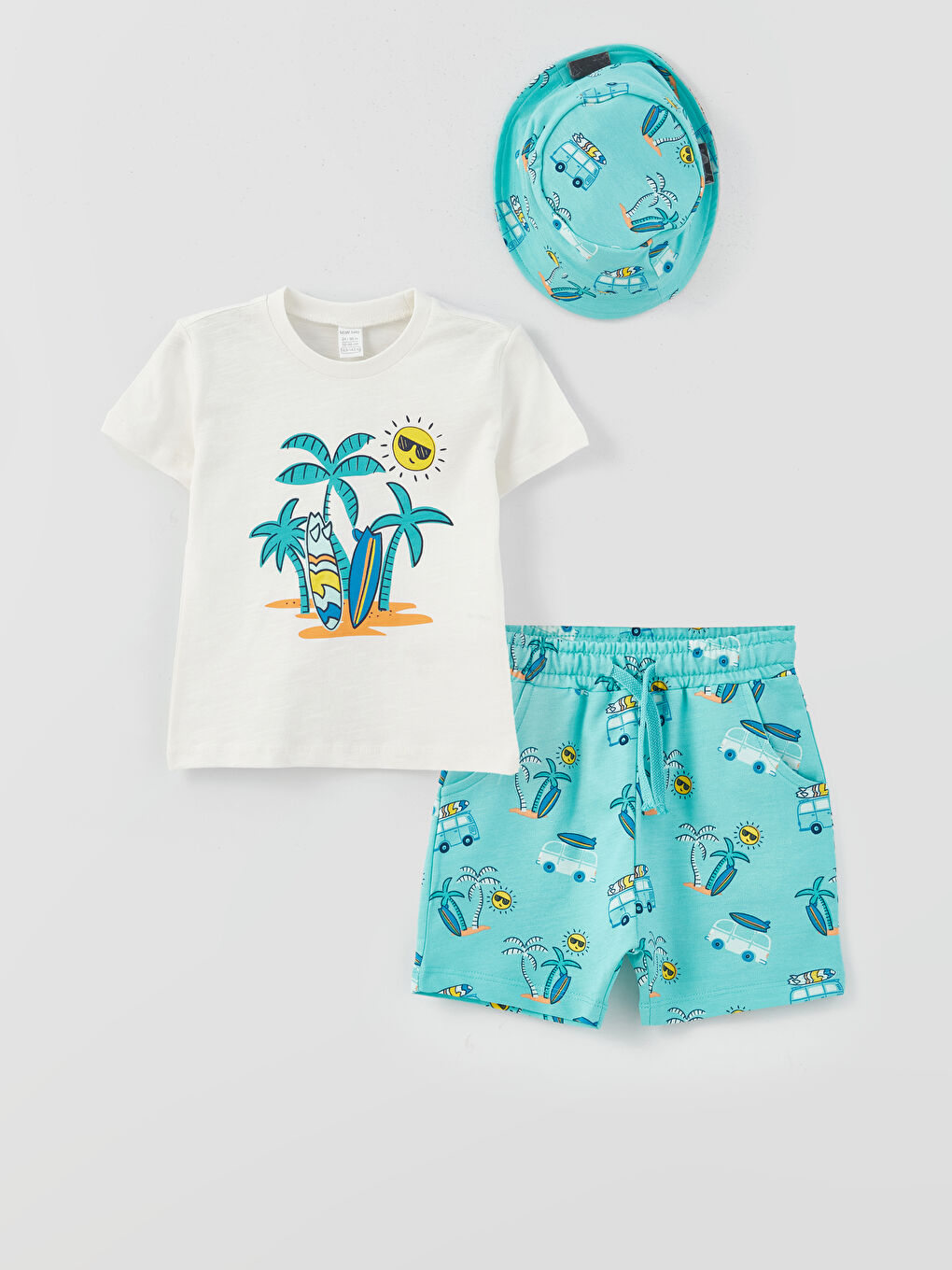 Crew Neck Patterned Baby Boy 3-piece Set