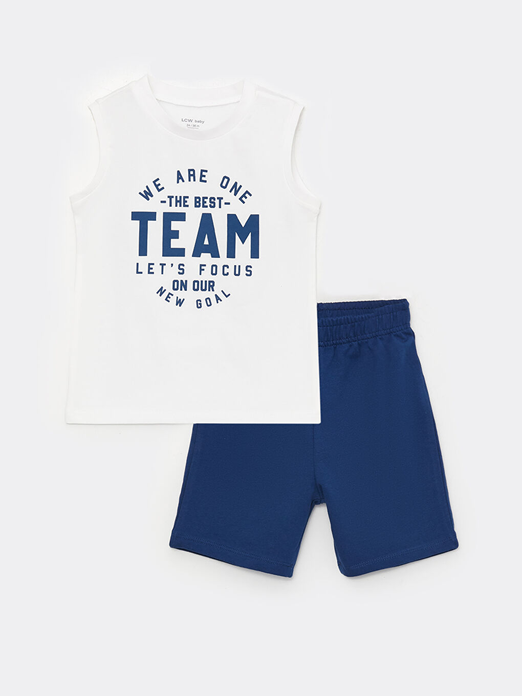 Crew Neck Printed Baby Boy Undershirt and Shorts 2-Piece Set