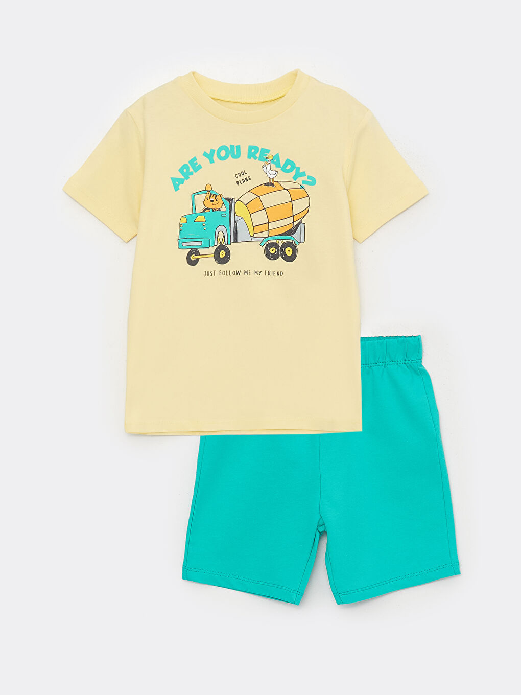 Crew Neck Printed Baby Boys' T-Shirt and Shorts 2 Pack Set