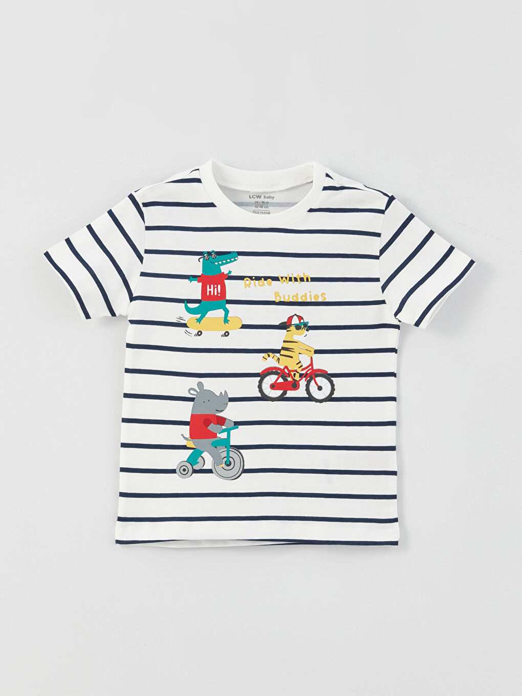 تيشيرت بياقة دائرية مطبوع بكم قصير وشورت طقم 2 قطع للأولاد الرضع-1