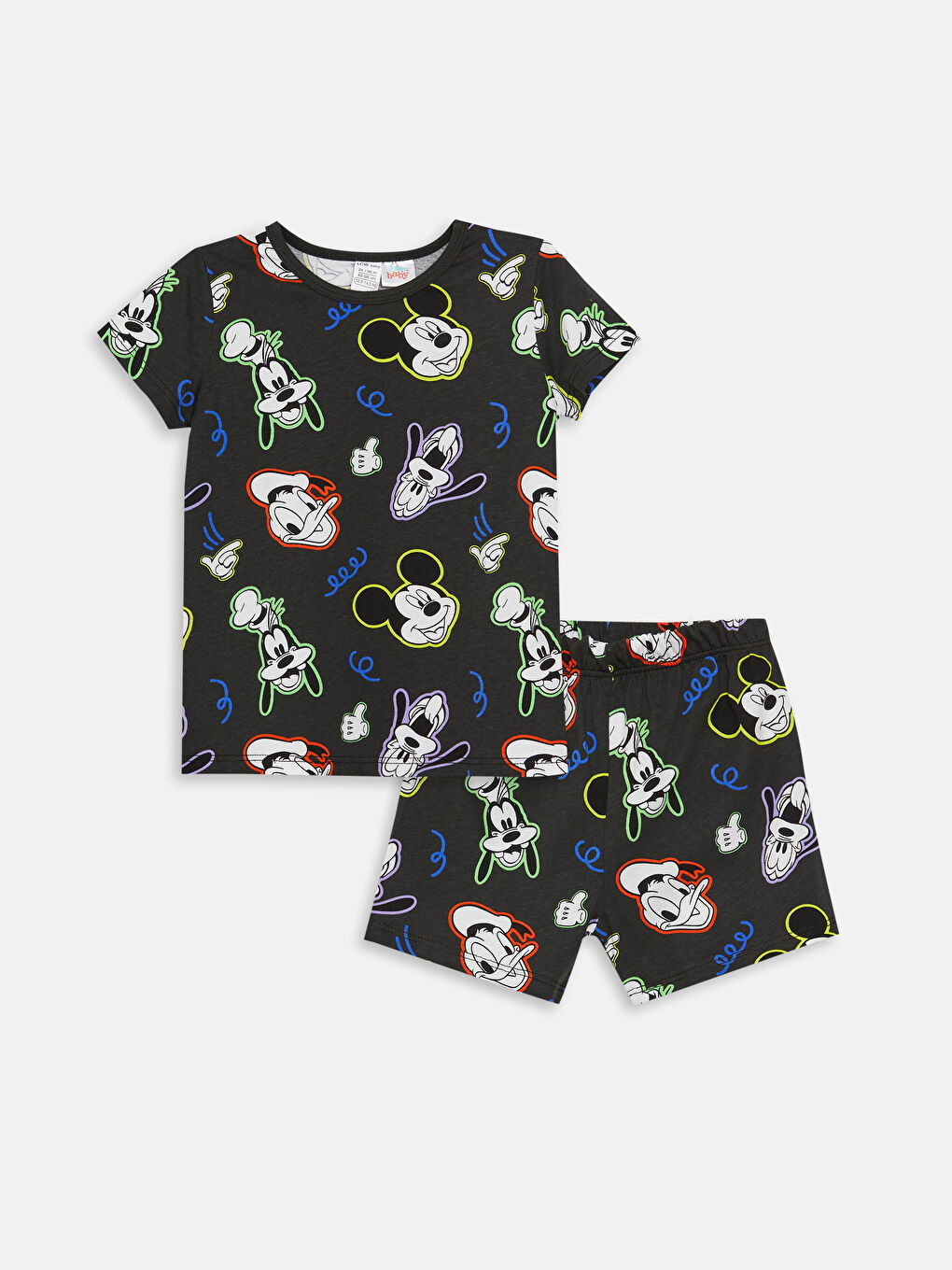 طقم بيجامة أولاد رضع مطبوع ديزني بياقة دائرية