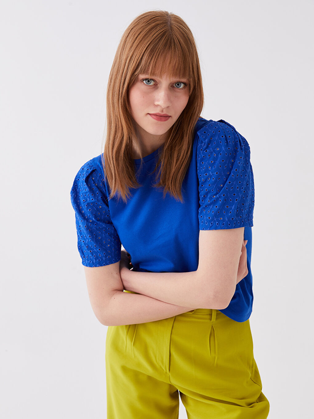 Crew Neck Embroidered Short Sleeve Women's T-Shirt-1