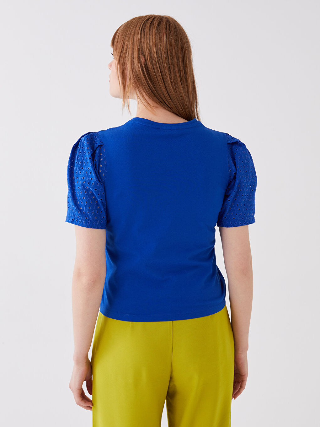 Crew Neck Embroidered Short Sleeve Women's T-Shirt-4