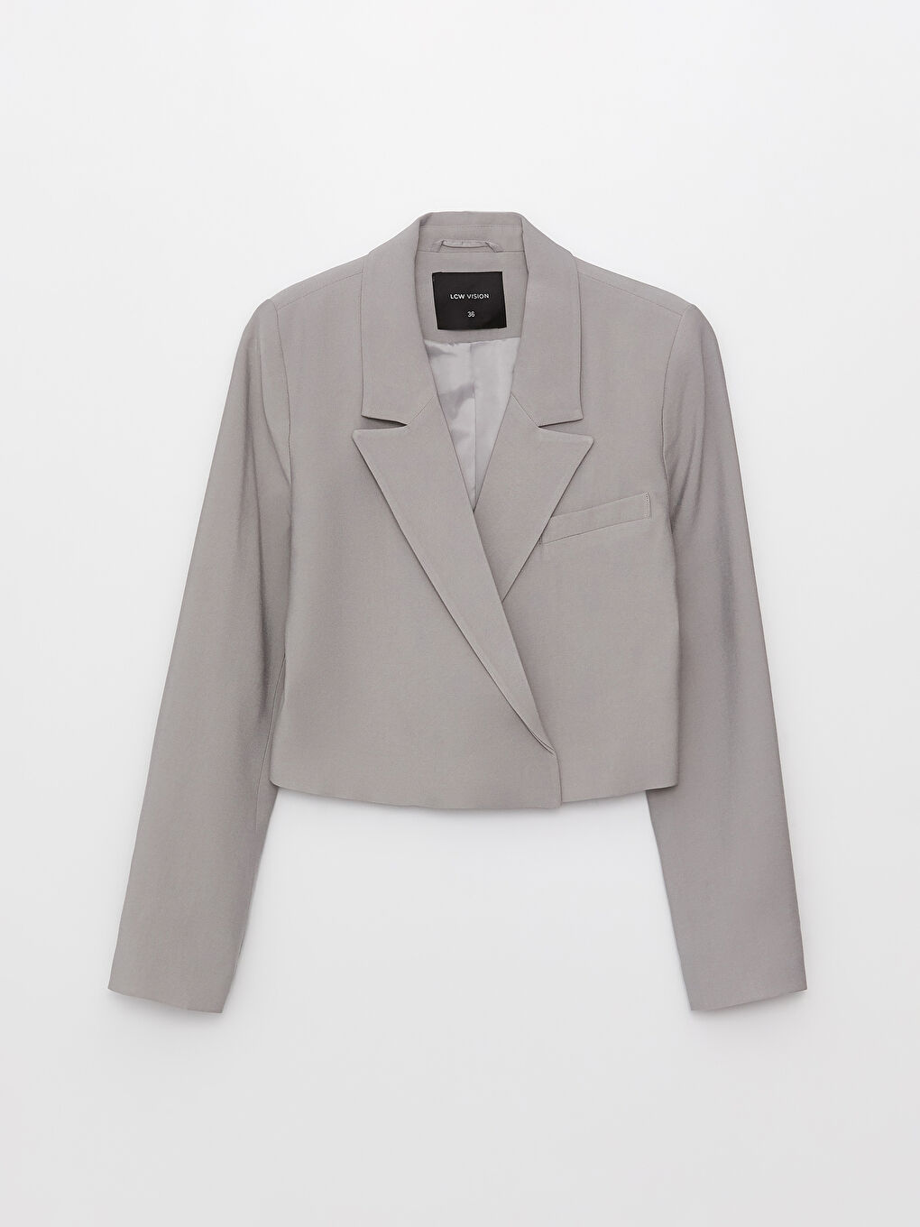 Plain Long Sleeve Crop Women's Blazer Jacket-5