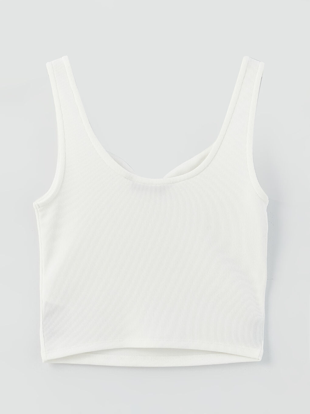 Ekru Kalp Yaka Düz Ottoman Kadın Crop-6