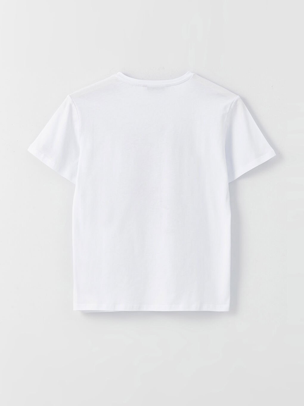 Beyaz Bisiklet Yaka Pul İşlemeli Kısa Kollu Kadın Tişört-7