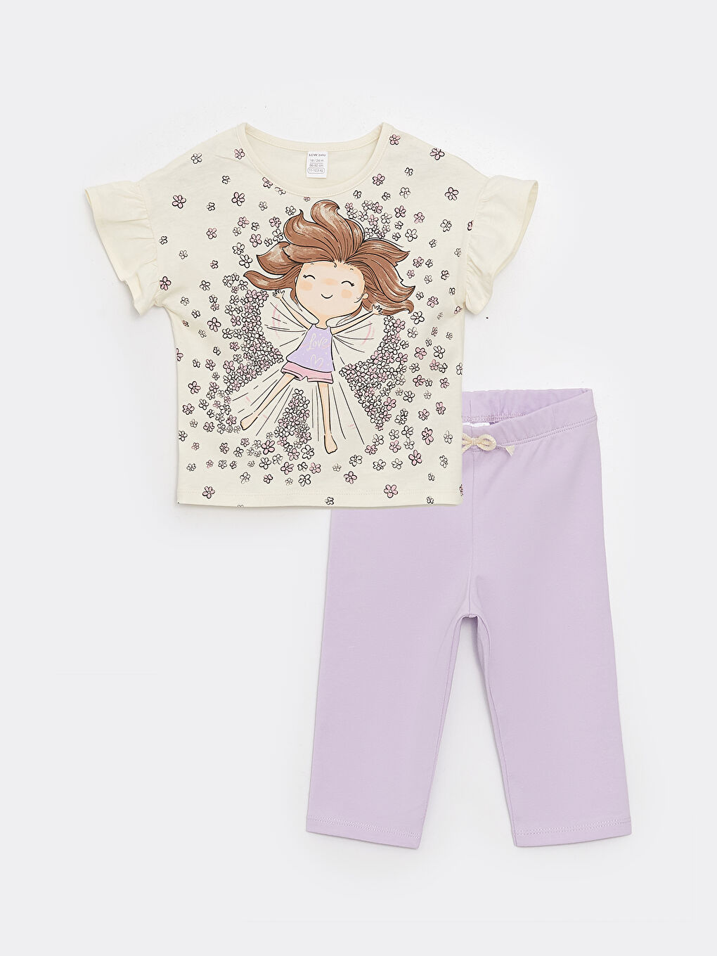 Blouse à Manches Courtes Col Rond Imprimée et Leggings Lot de 2 pour Bébé Fille