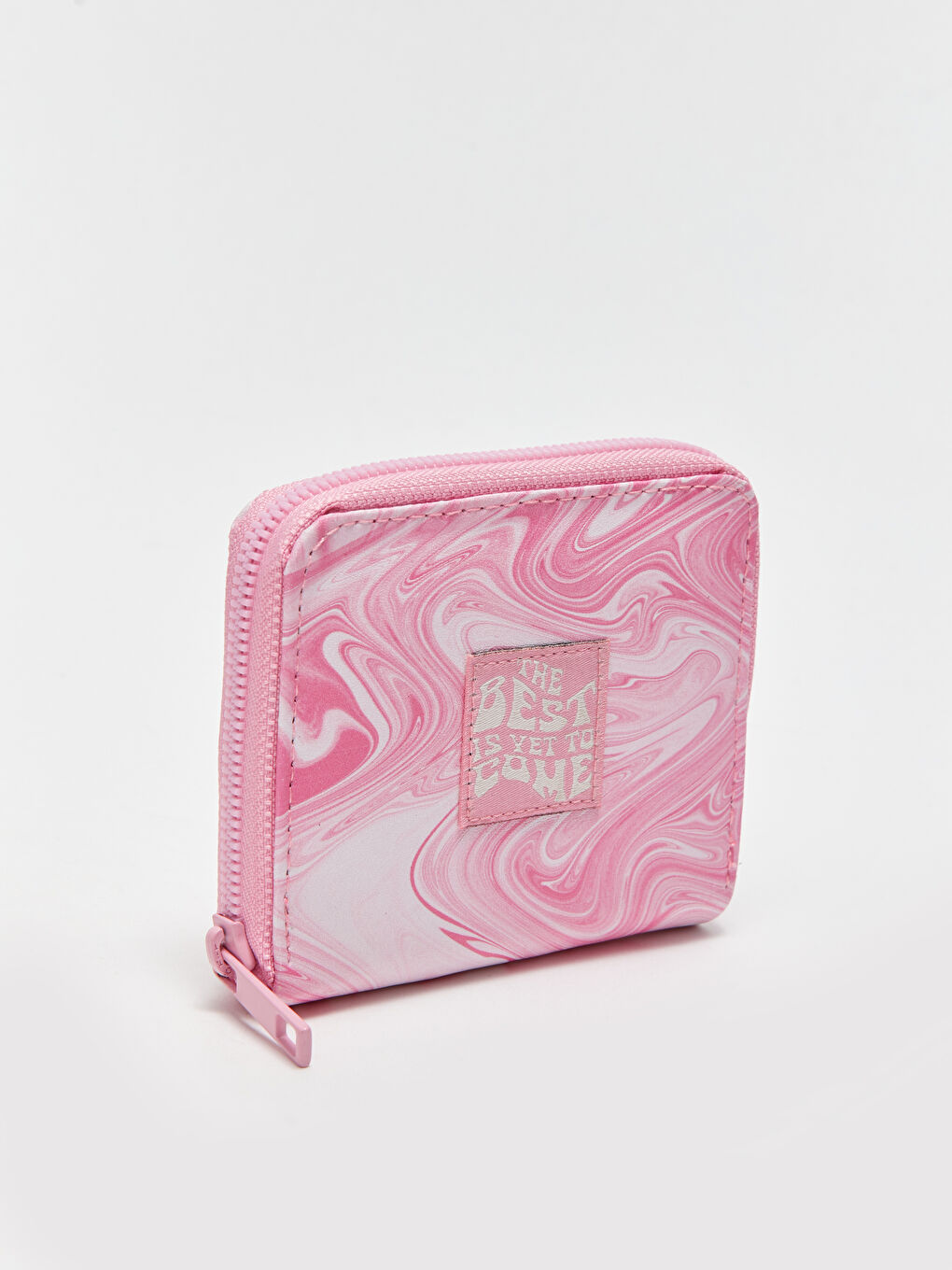 Pembe Deri Görünümlü Desenli Kız Çocuk Cüzdan-1