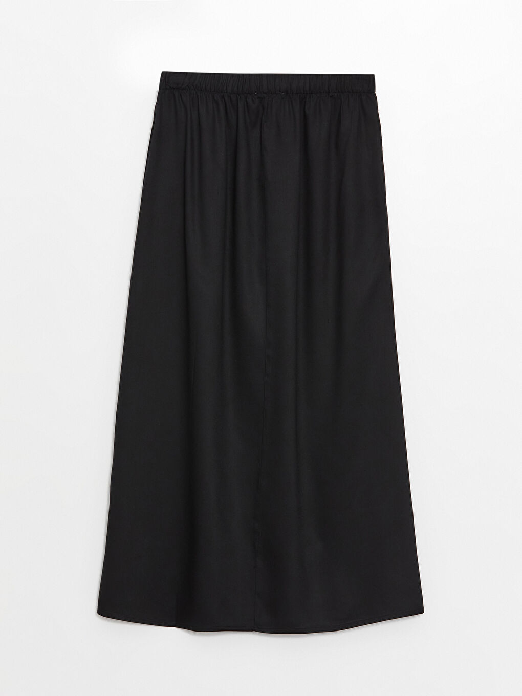 Siyah Kadın Beli Lastikli Düz Etek-6