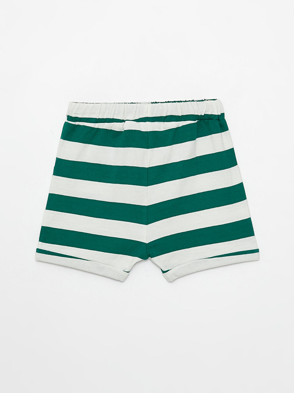 Yeşil Beli Lastikli Çizgili Erkek Bebek Şort-4