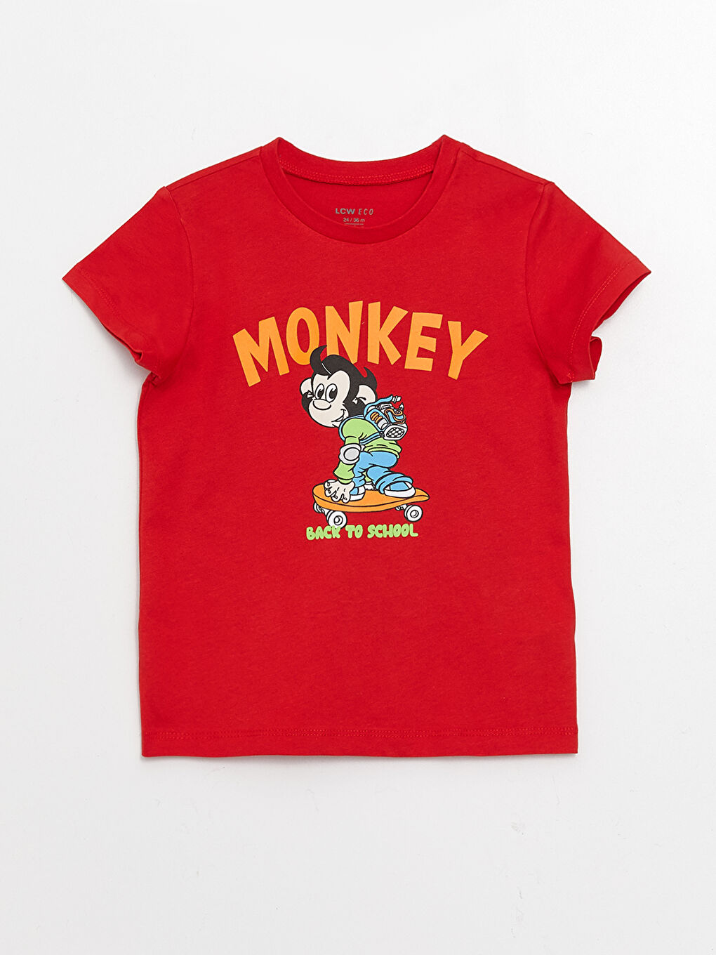 Kırmızı Bisiklet Yaka Kısa Kollu Baskılı Erkek Bebek Tişört