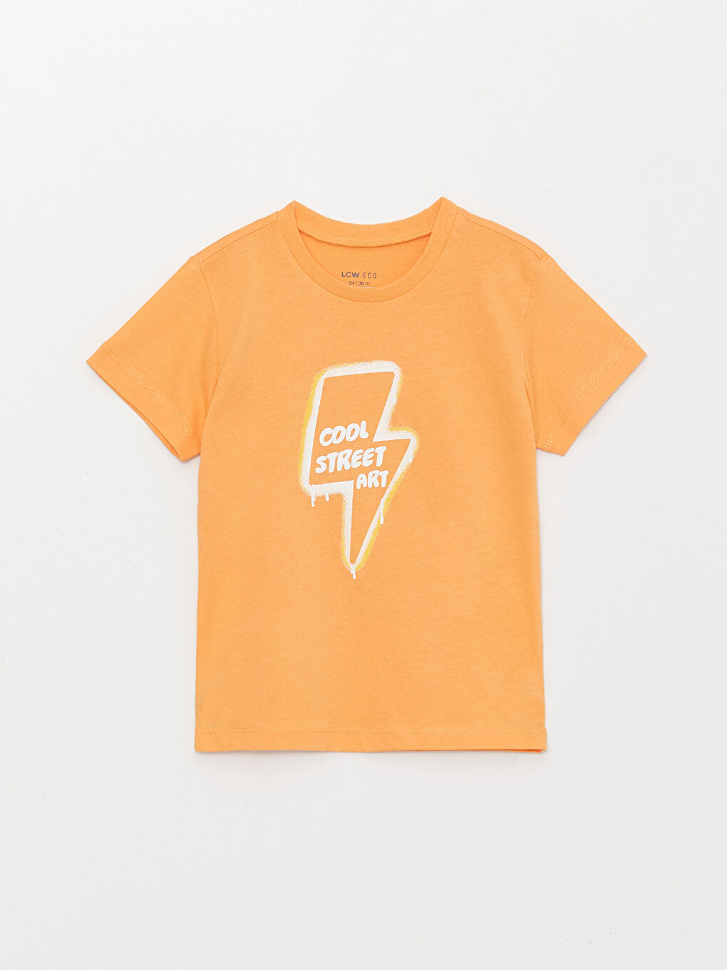 Turuncu Bisiklet Yaka Kısa Kollu Baskılı Erkek Bebek Tişört