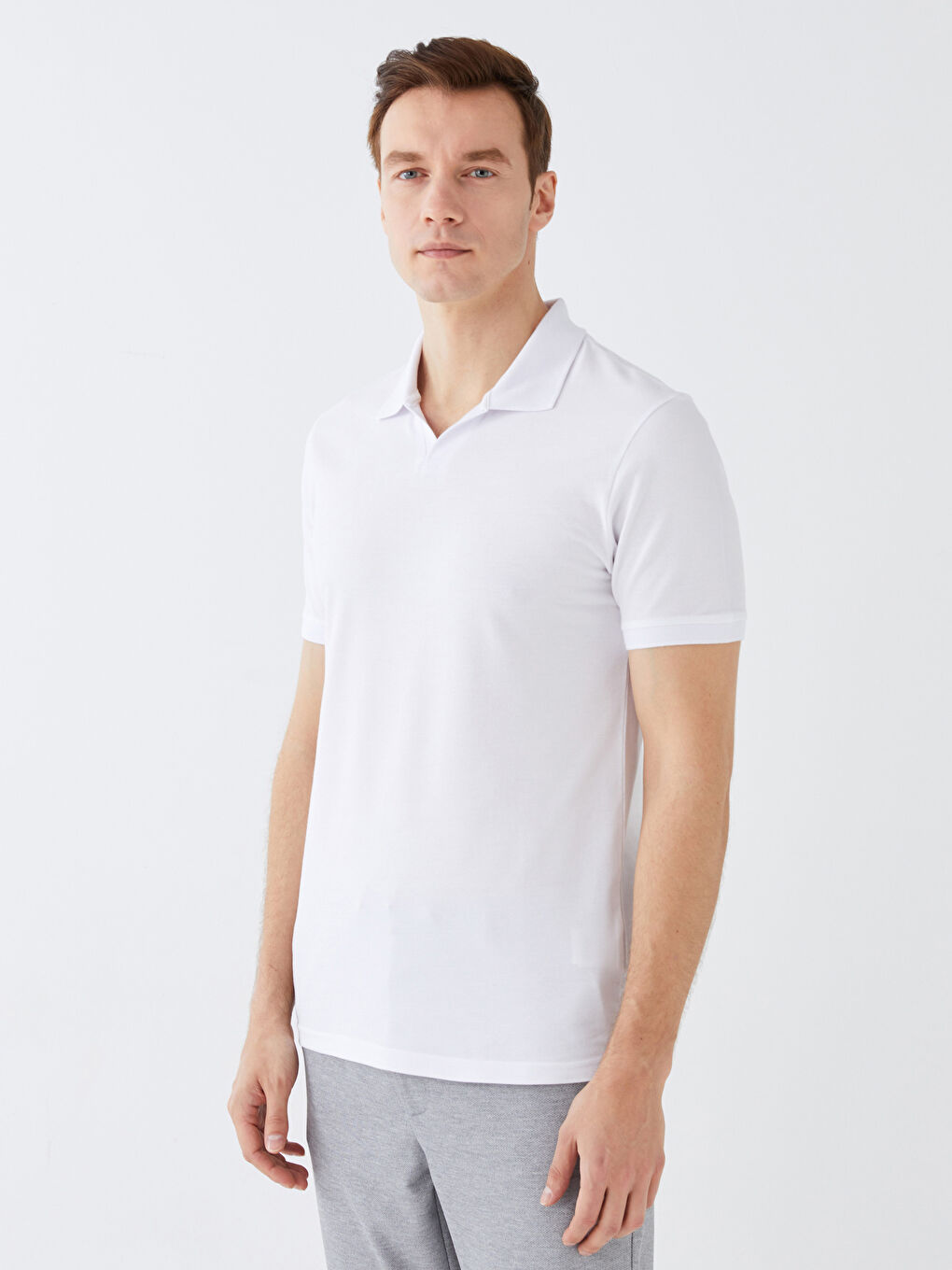 Polo Neck Short Sleeve Pique Men's T-Shirt-2