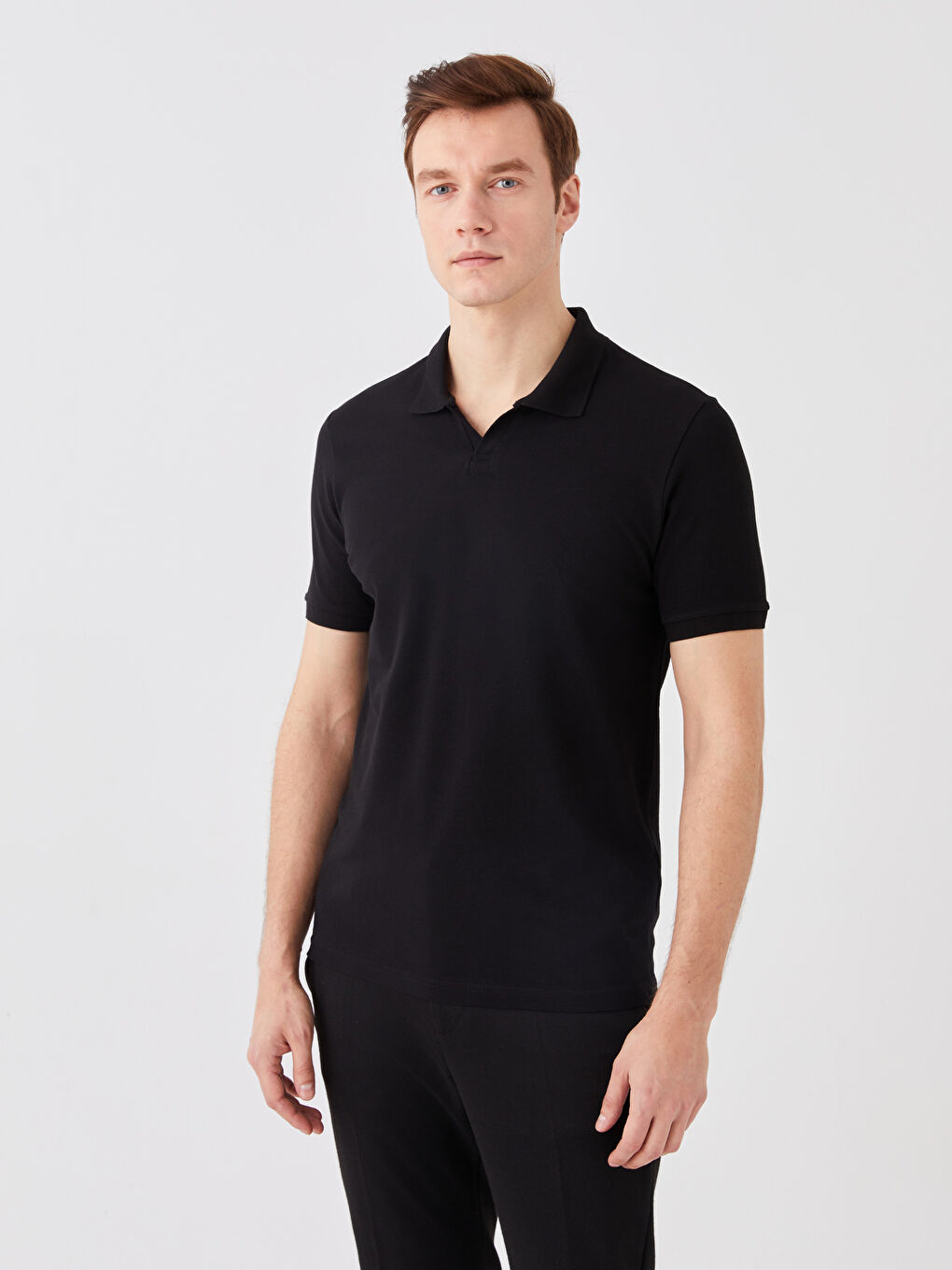 T-shirt en piqué à manches courtes et col polo pour homme-1