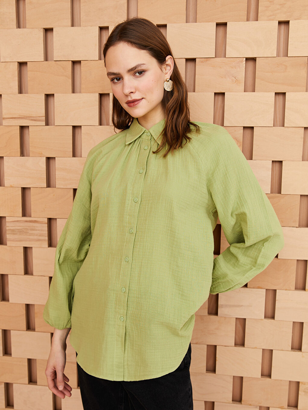 Әйелдерге арналған муслин ұзын жеңді оверсайз жейде