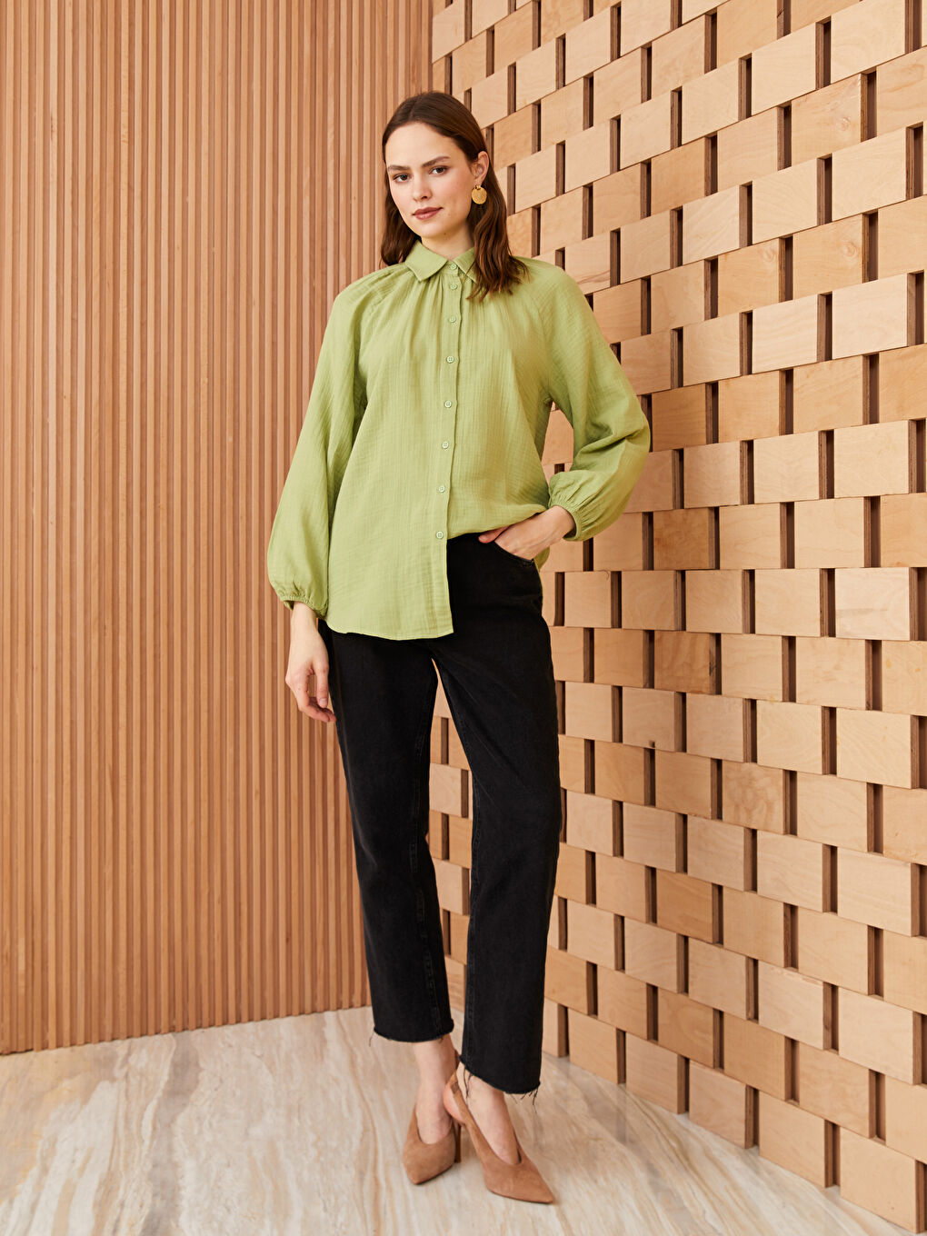 Әйелдерге арналған муслин ұзын жеңді оверсайз жейде-2