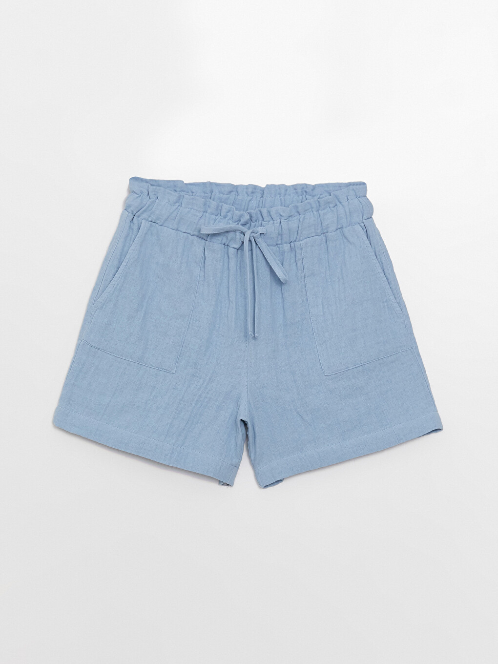 Elastic Waist Comfortable Fit Plain Muslin Women's Shorts-5