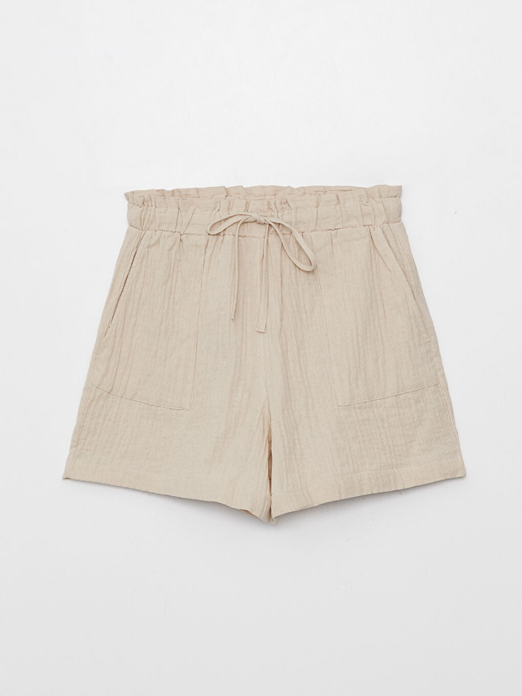 Elastic Waist Comfortable Fit Plain Muslin Women's Shorts -S3GD92Z8-V3X