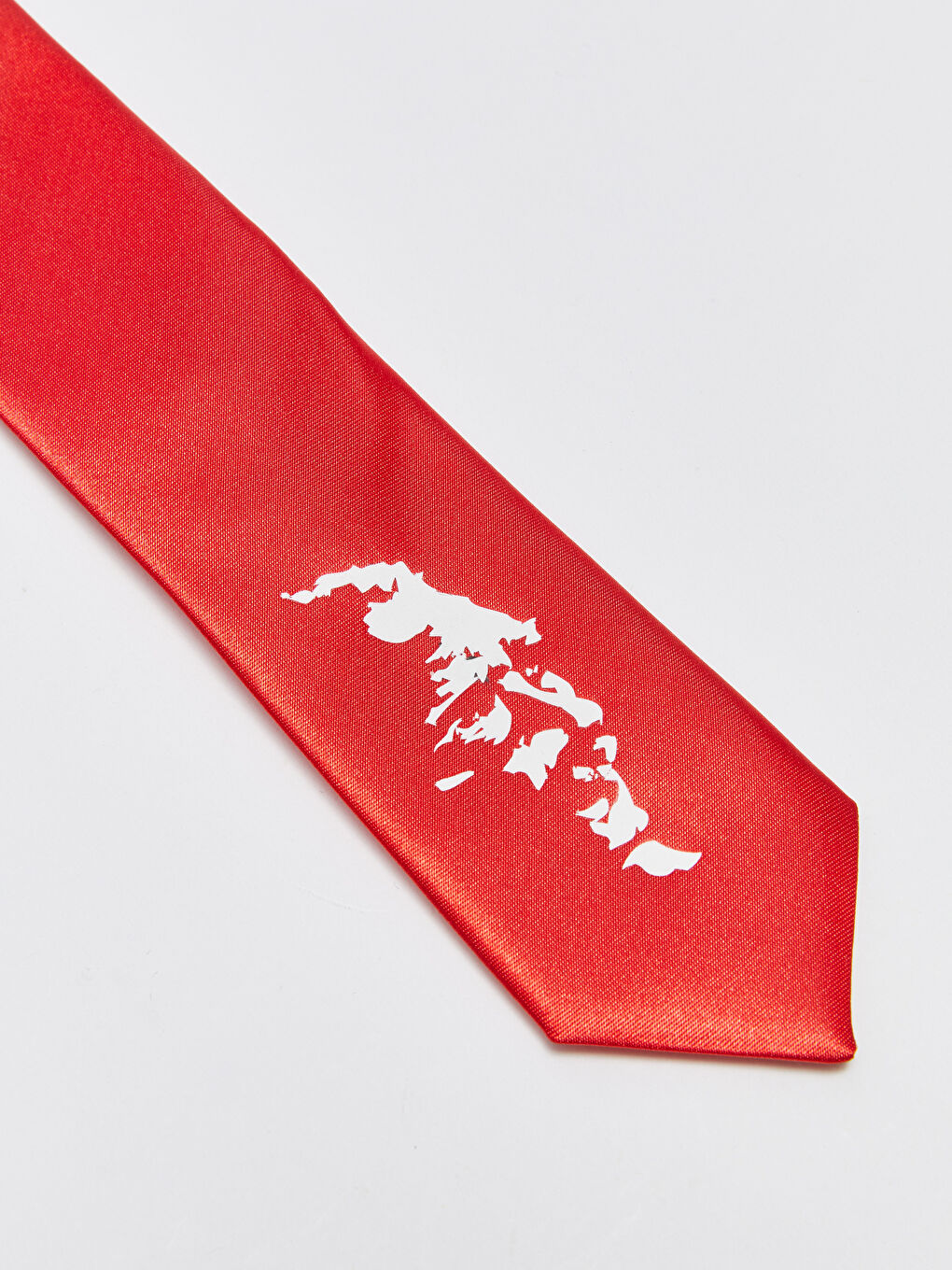 Kırmızı Atatürk Baskılı Saten Erkek Çocuk Kravat-1
