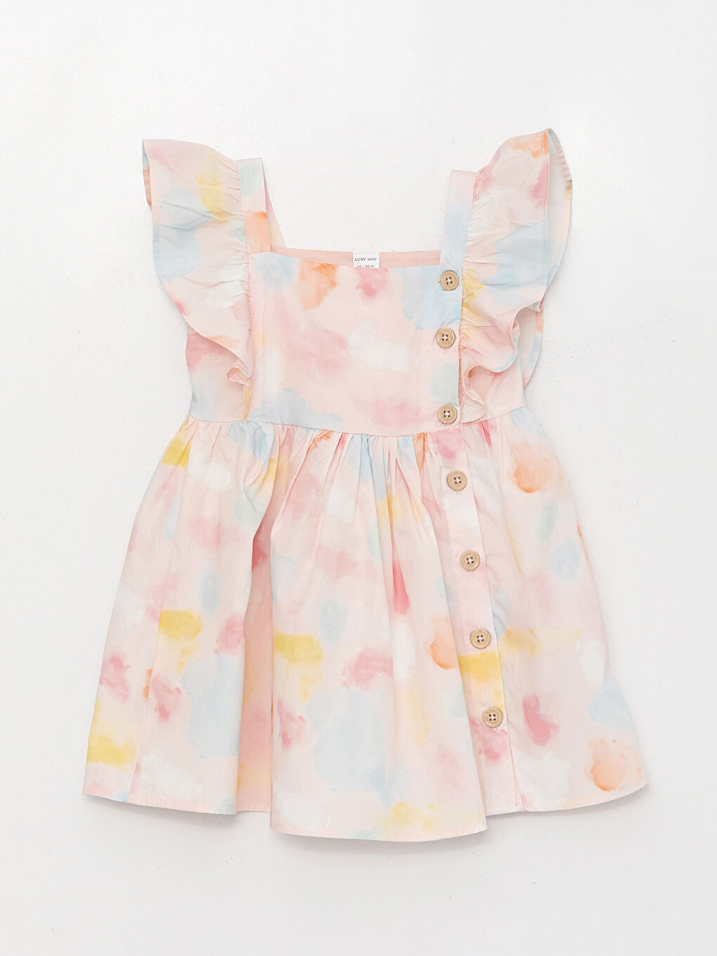 فستان للبنات الرضع بنقشة وياقة مربعة