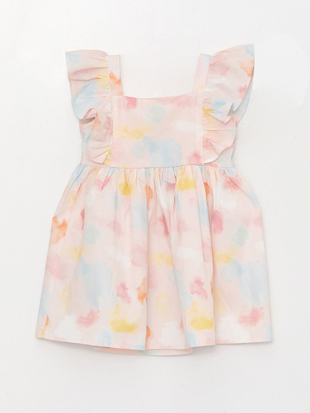 فستان للبنات الرضع بنقشة وياقة مربعة-1