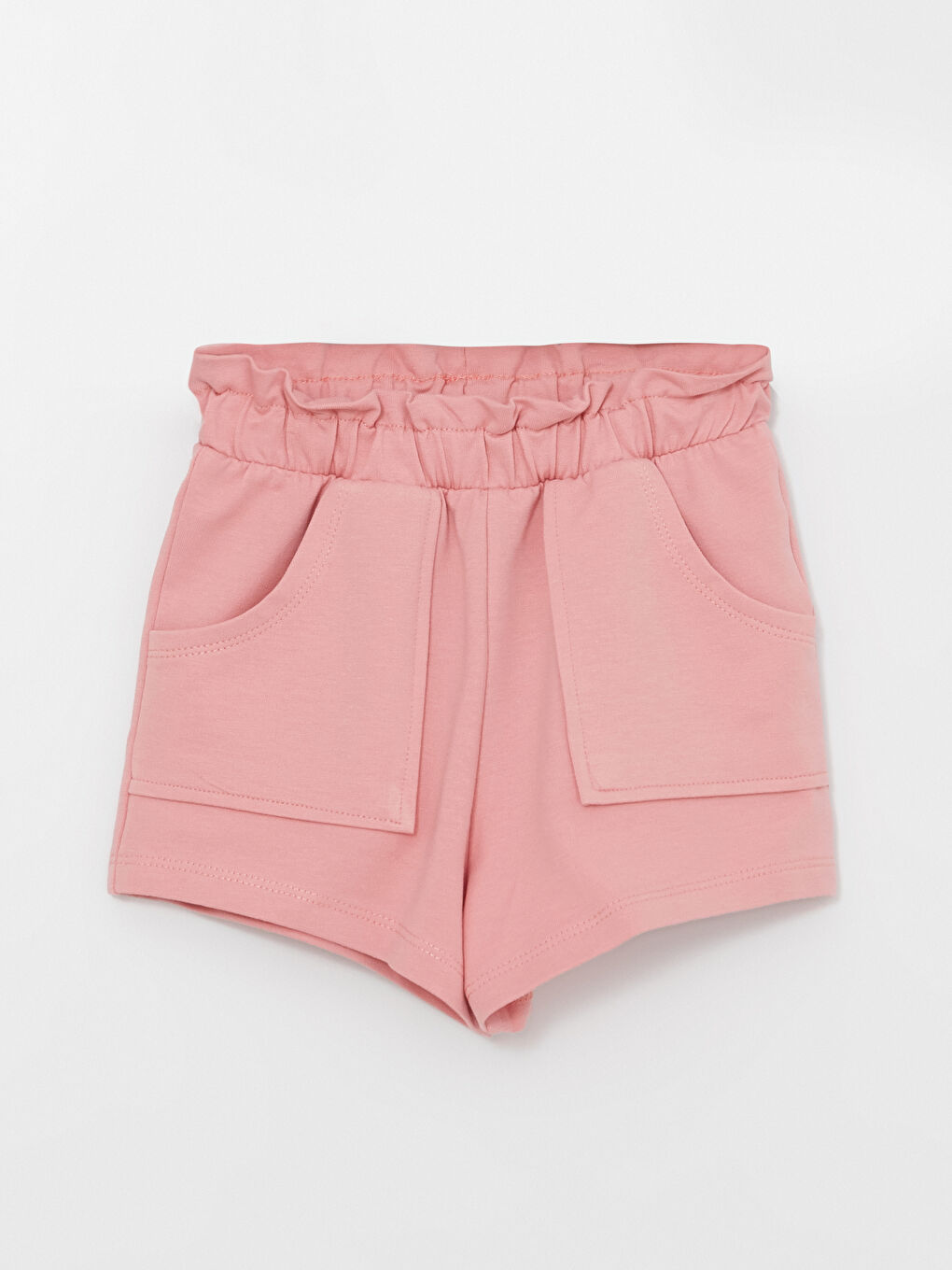 Pembe Beli Lastikli Basic Kız Bebek Şort