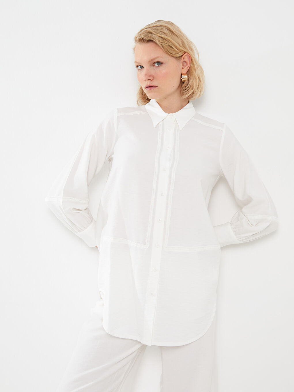 LCW Modest Plain Long Sleeve Women's Shirt Tunic -S3GE60Z8-SJQ