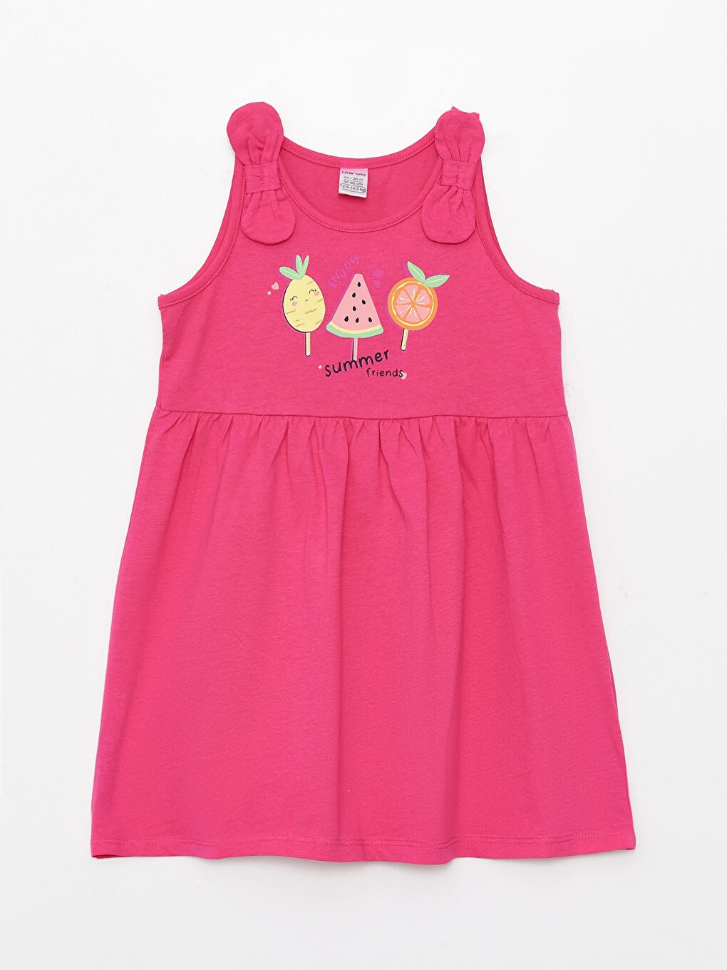 дөңгелек жағалы принтті сәби қыздарға арналған көйлек