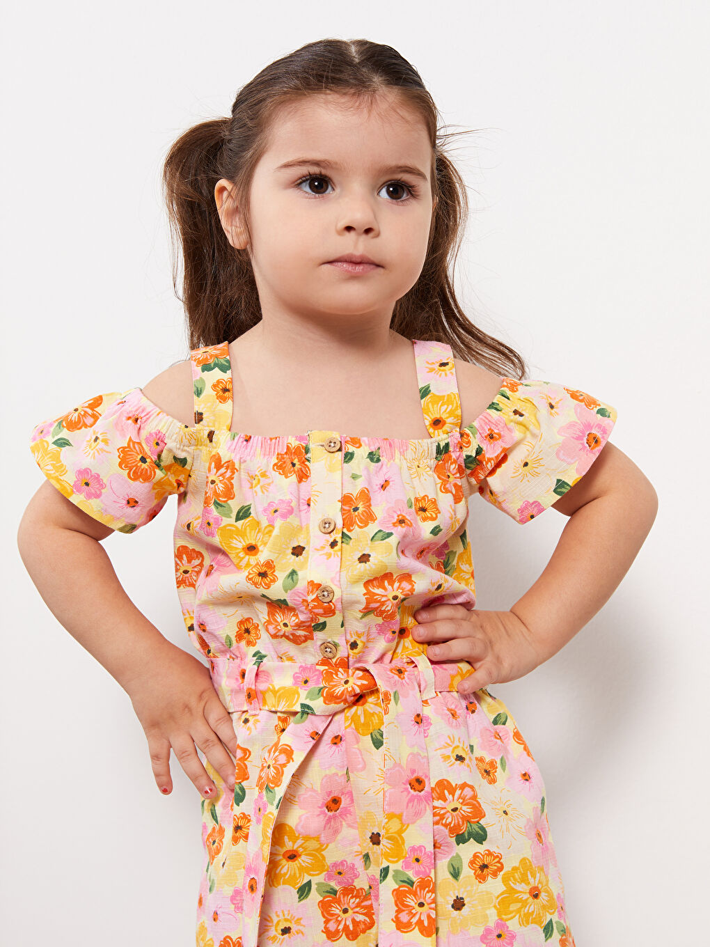 Off Shoulder Straps Floral Patterned Baby Girl Slippers-2