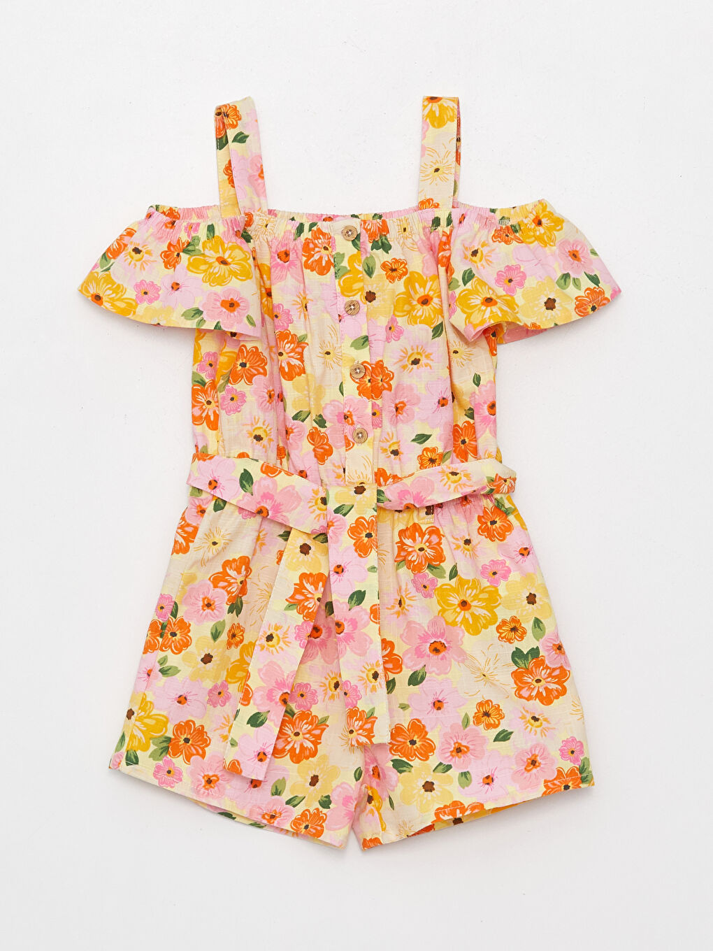 Off Shoulder Straps Floral Patterned Baby Girl Slippers-3