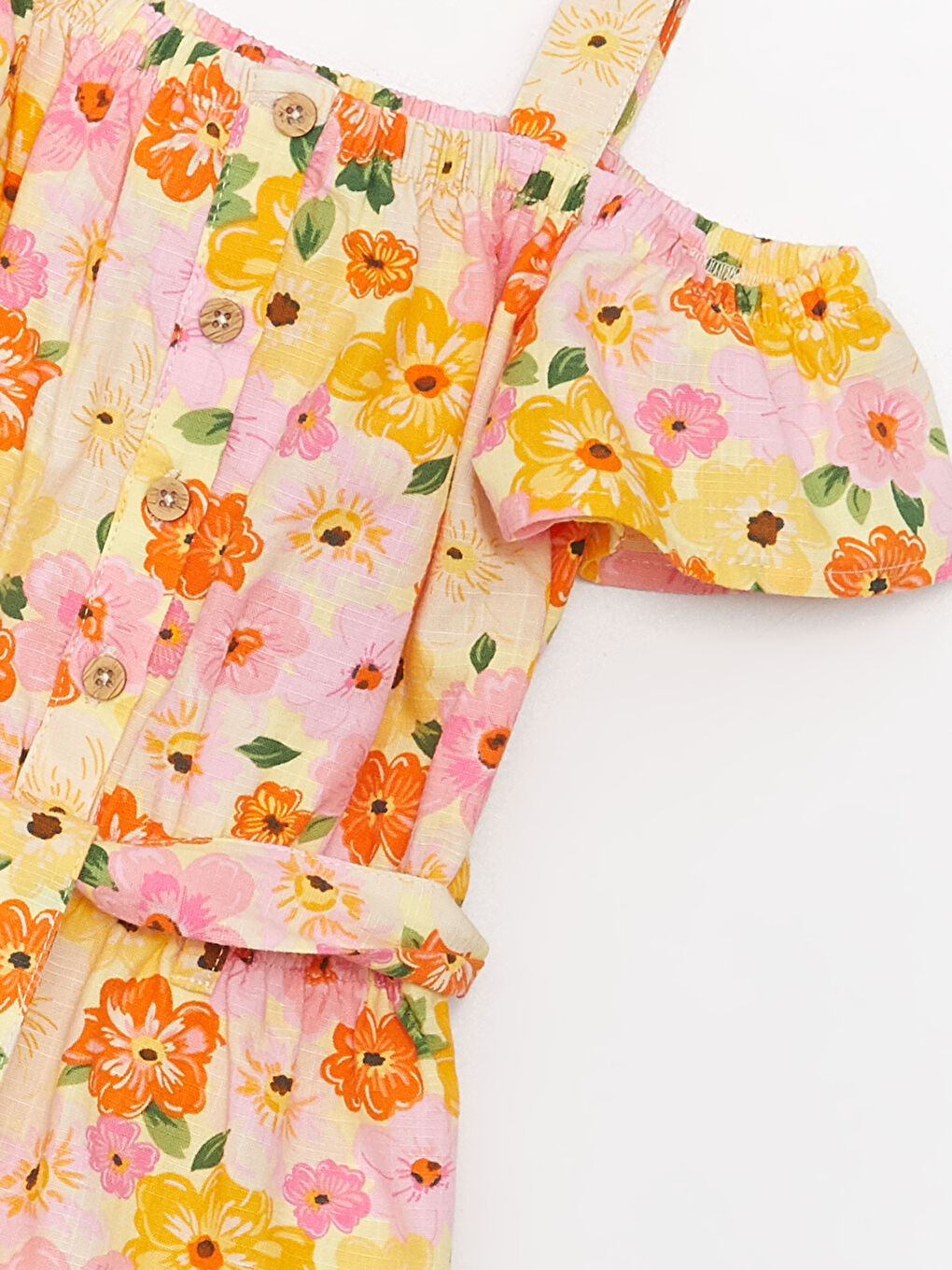 Off Shoulder Straps Floral Patterned Baby Girl Slippers-5