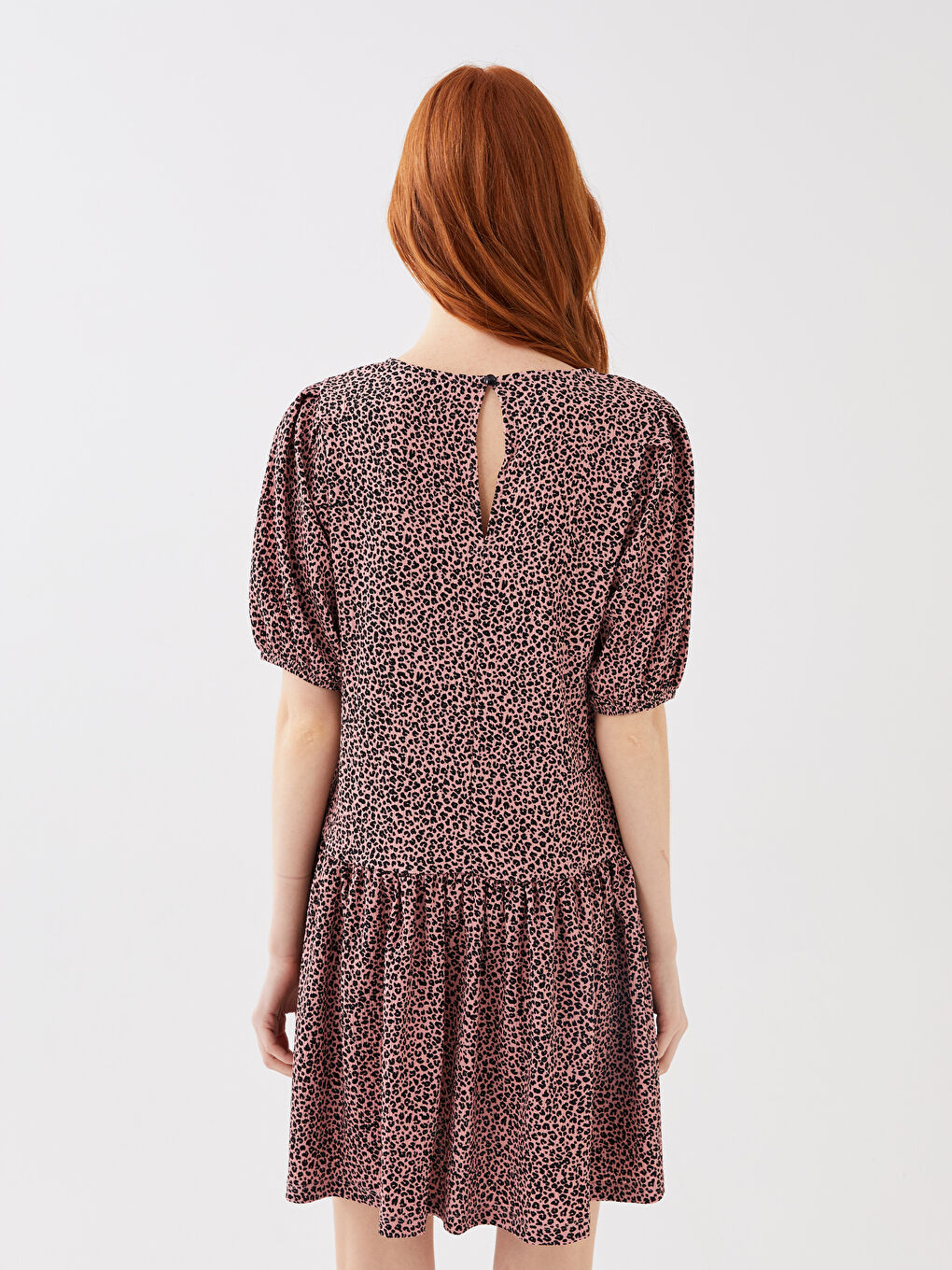 LCW ECO Bicycle collar patterned short sleeve women dress mother daughter boiler -S3GE77Z8-LSZ