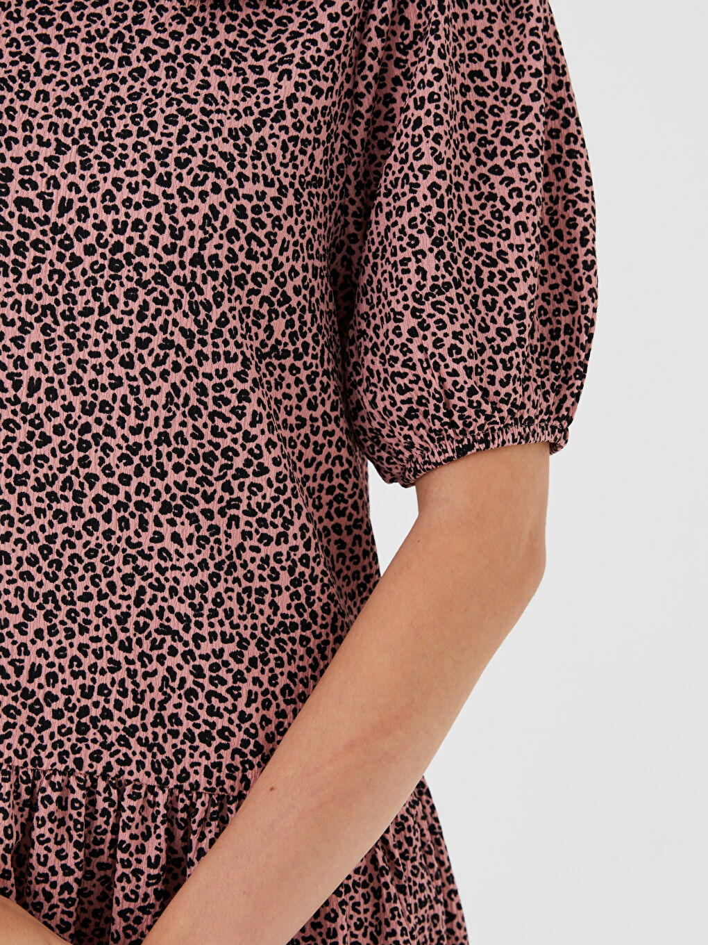 LCW ECO Bicycle collar patterned short sleeve women dress mother daughter boiler -S3GE77Z8-LSZ