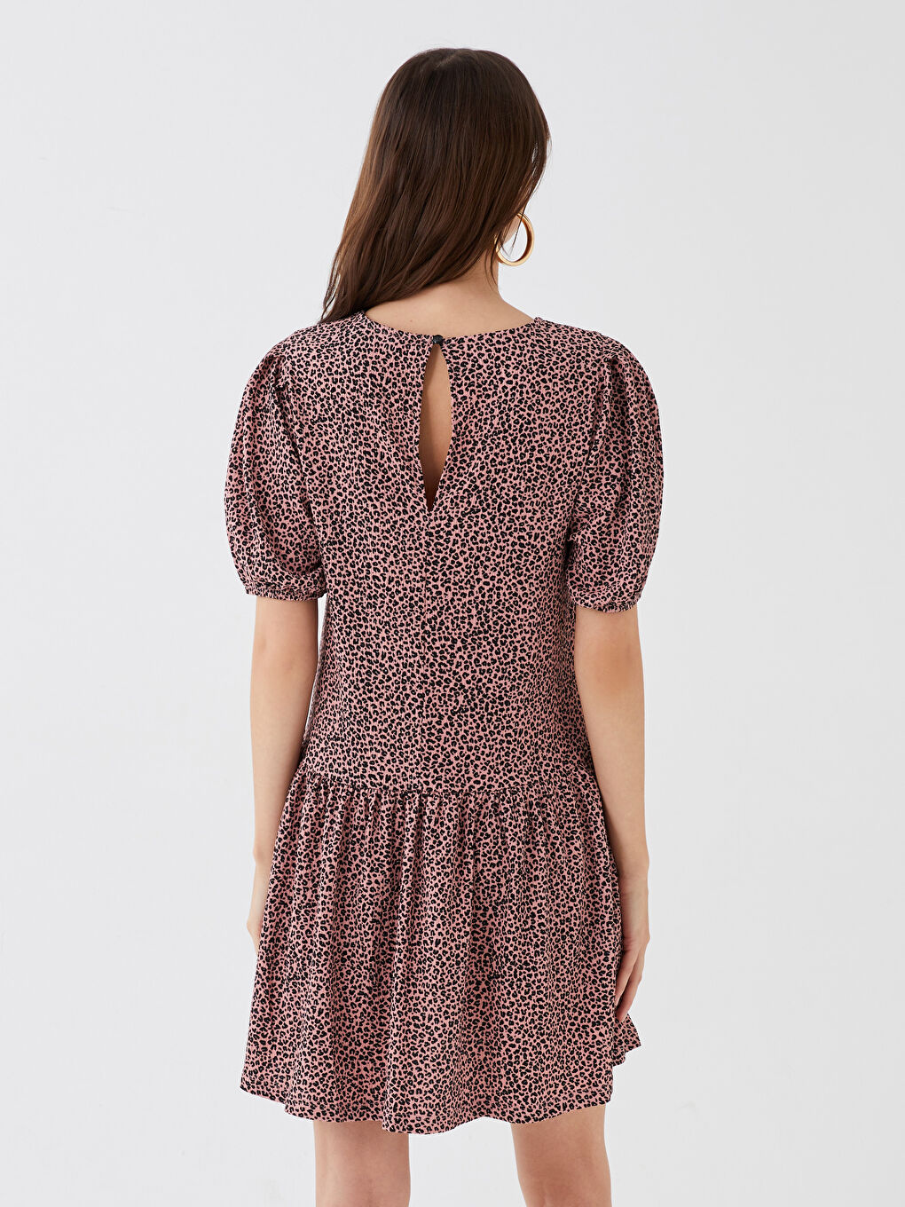LCW ECO Bicycle collar patterned short sleeve women dress mother daughter boiler -S3GE77Z8-LSZ