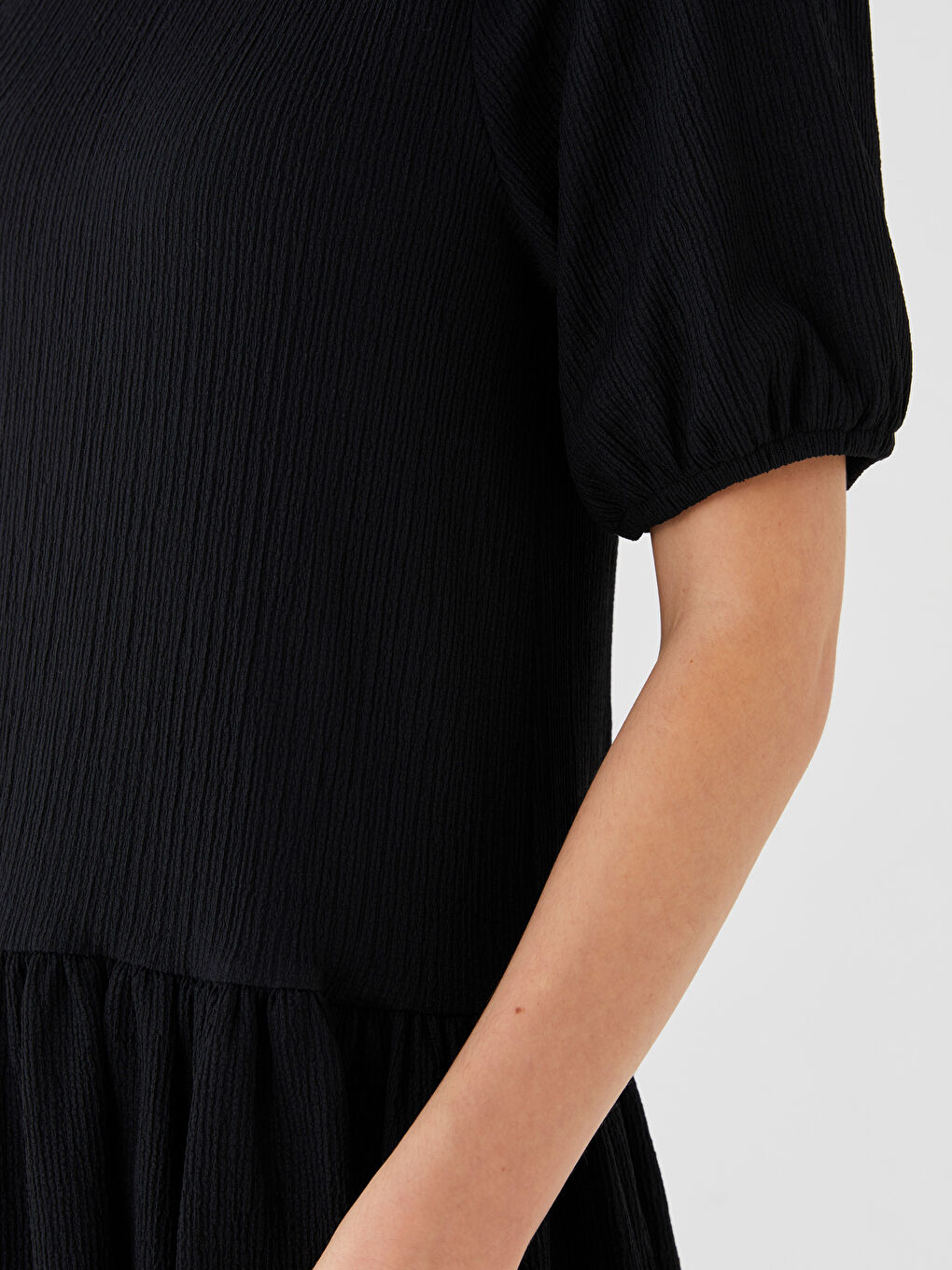 LCW ECO Bicycle collar flat balloon sleeve female dress mother girl boiler -S3GE80Z8-CVL