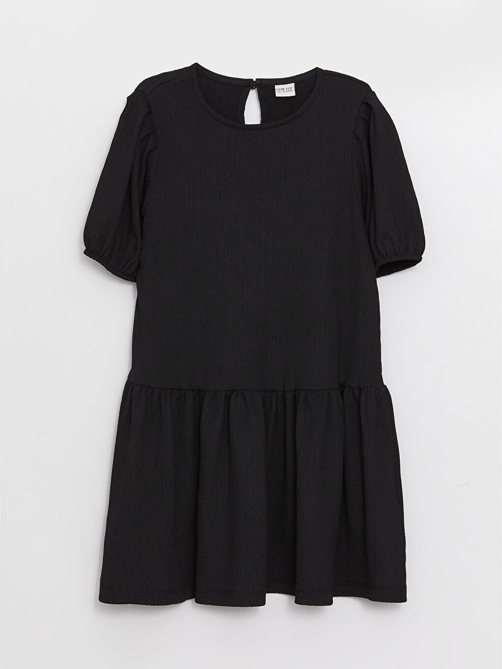 Siyah Bisiklet Yaka Basic Kısa Kollu Kız Çocuk Elbise Anne Kız Kombini-7