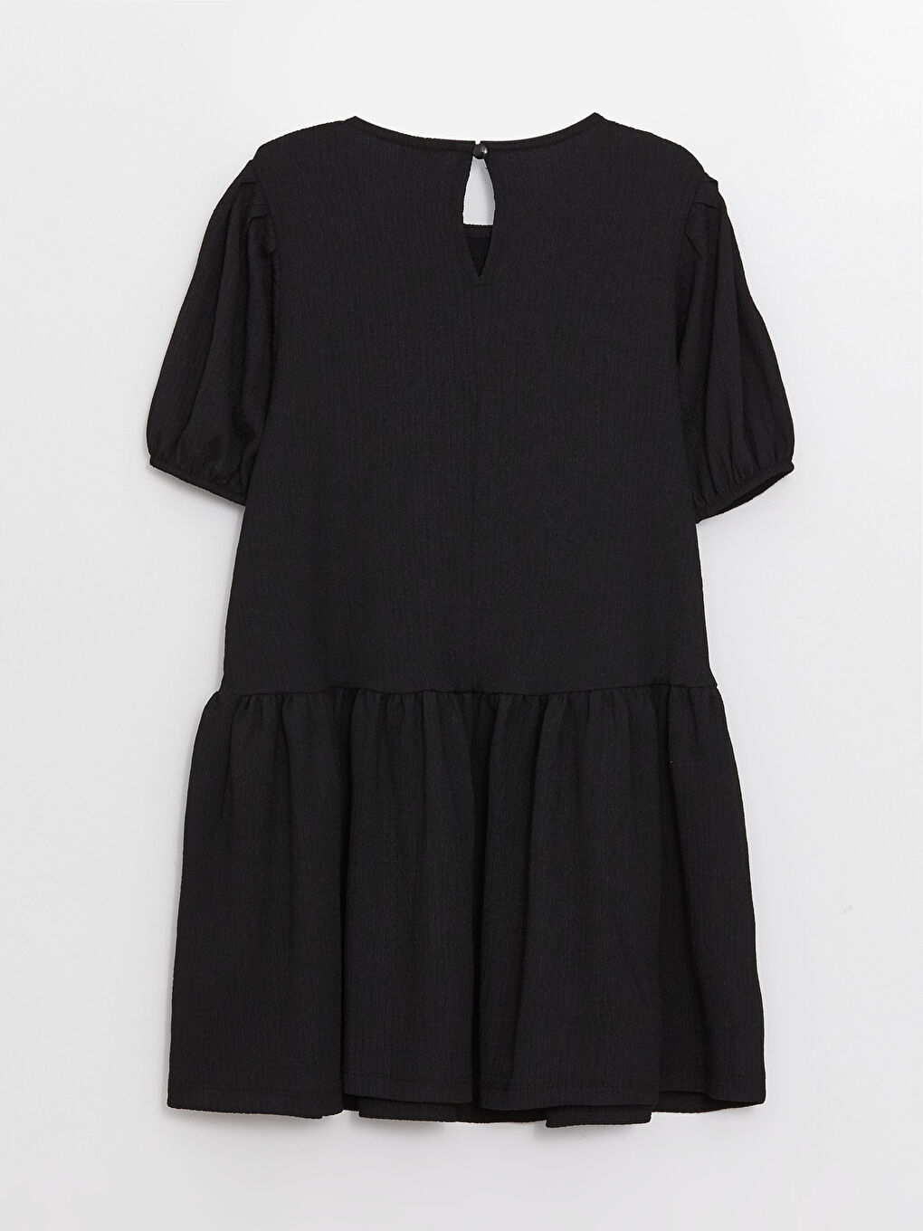 Siyah Bisiklet Yaka Basic Kısa Kollu Kız Çocuk Elbise Anne Kız Kombini-8