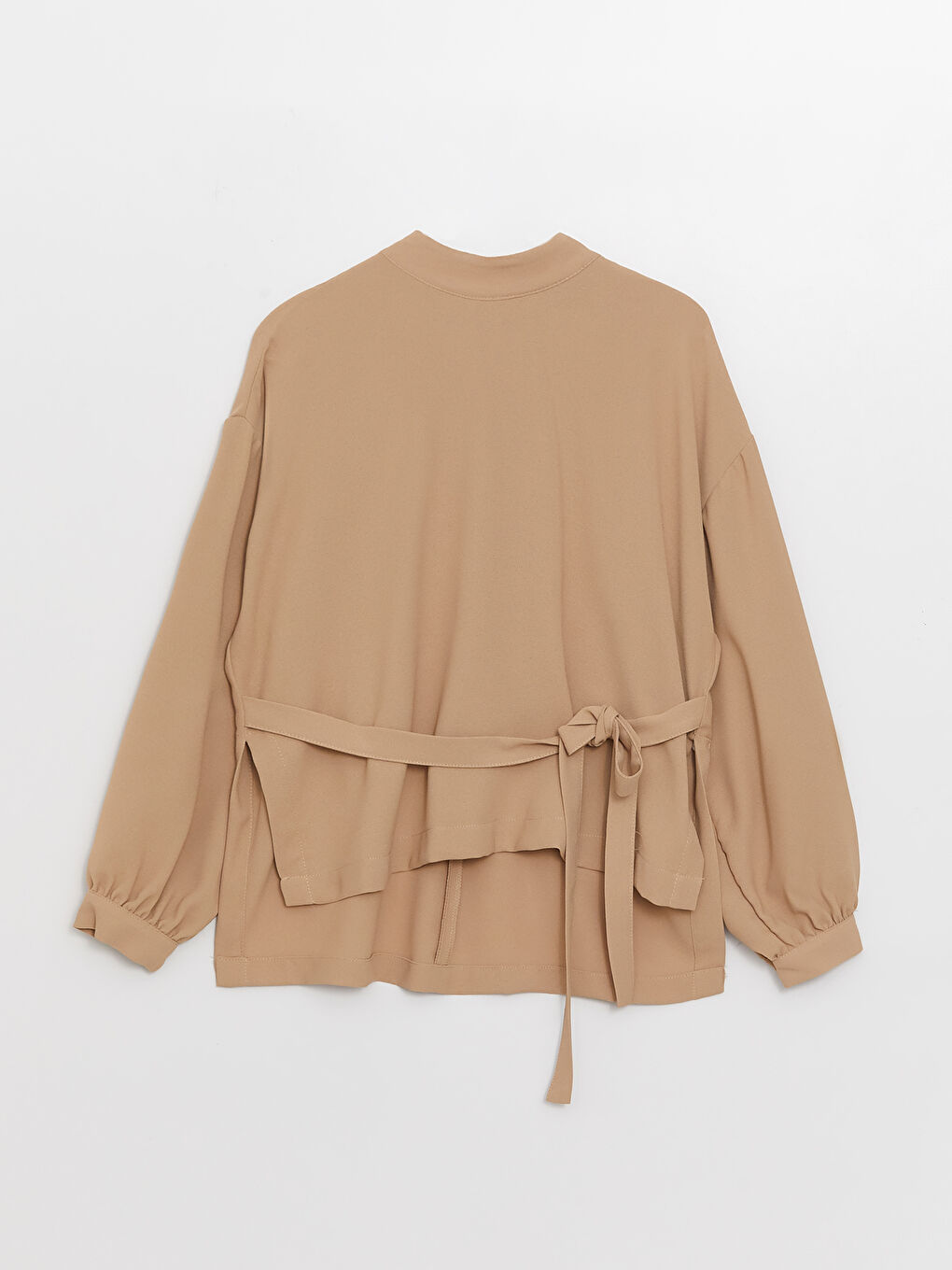 LCW Modest Women's Stand Collar Straight Long Sleeve Blouse -S3GE89Z8-V7N